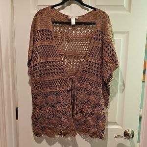 Liz Claiborne Tan Crochet Knit Sweater